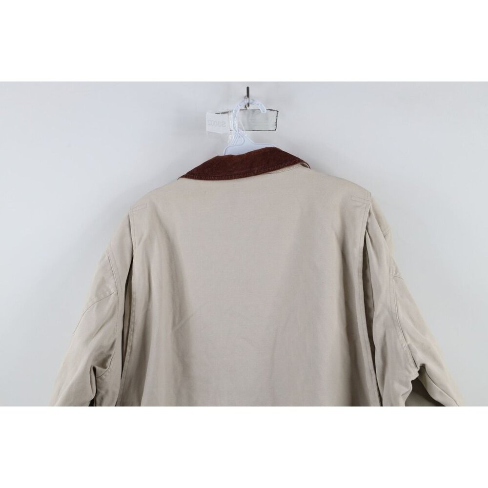 Vtg 90s Streetwear Womens XL Distressed Flannel Lined Chore Barn Jacket Beige - Picture 14 of 15